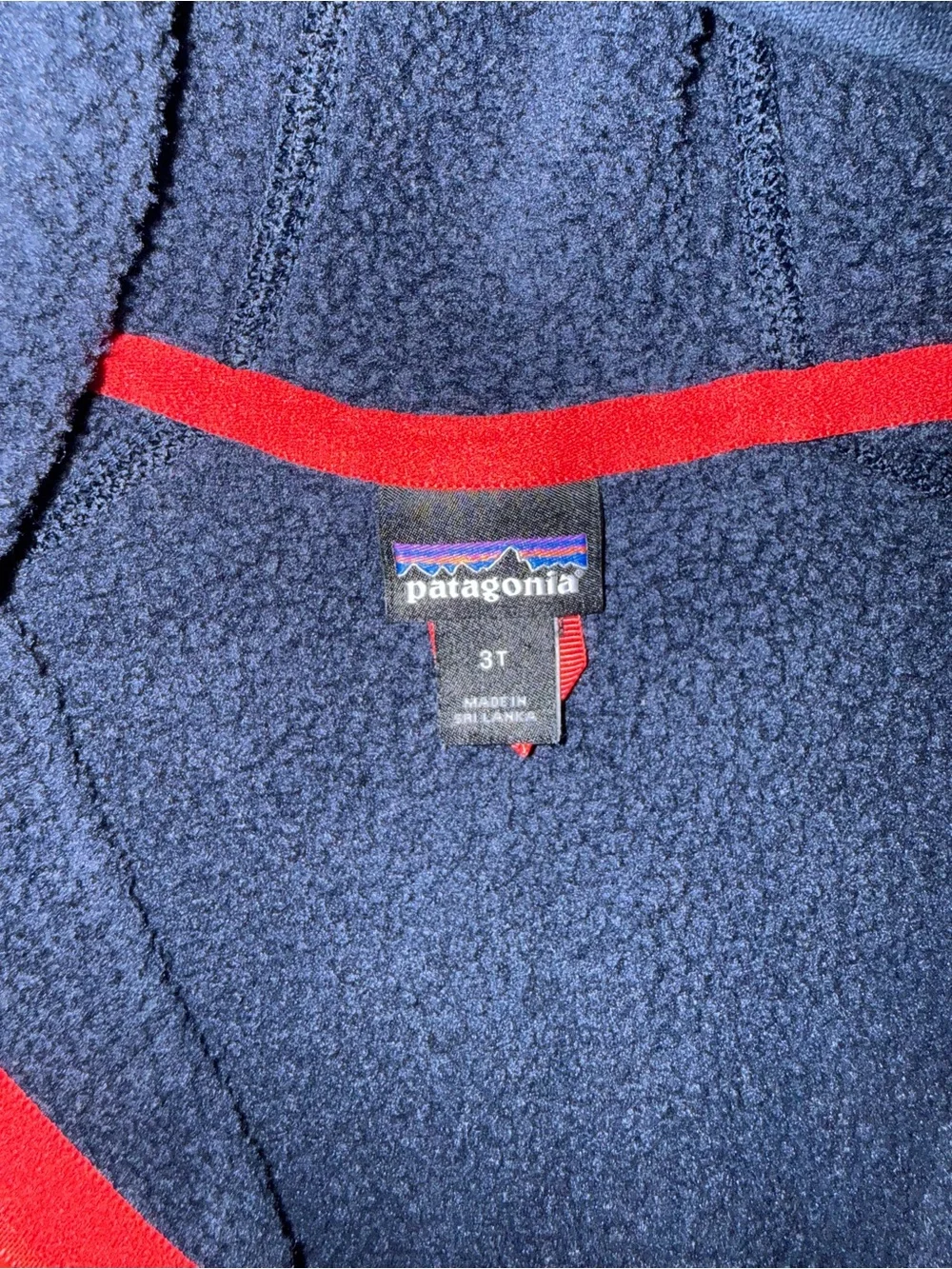 Patagonia toddler full zip hooded sweater jacket navy size 3T